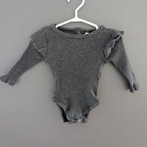 Dark grey stretchy ribbed long sleeved onesie